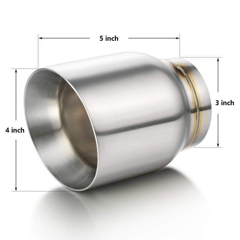A-KARCK Exhaust Tip 3" Inlet Dual Wall, A-KARCK Double Wall Tailpipe Tip 3" Inlet 4" Outlet 5" Overall Length Weld On Decorate Car Tailpipe - Image 2